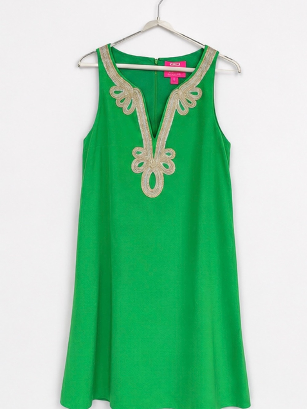 Lilly Pulitzer Green Sleeveless Dress with Gold Trim